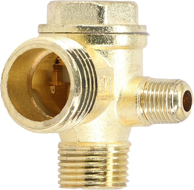 صمام فحص أحادي الاتجاه من سبائك الزنك 3 اتجاه مع وصلات ملولبة 1/2 و 3/8 لضاغط الهواء - Image 1