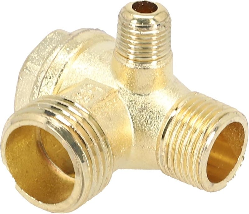 صمام فحص أحادي الاتجاه من سبائك الزنك 3 اتجاه مع وصلات ملولبة 1/2 و 3/8 لضاغط الهواء - Image 3