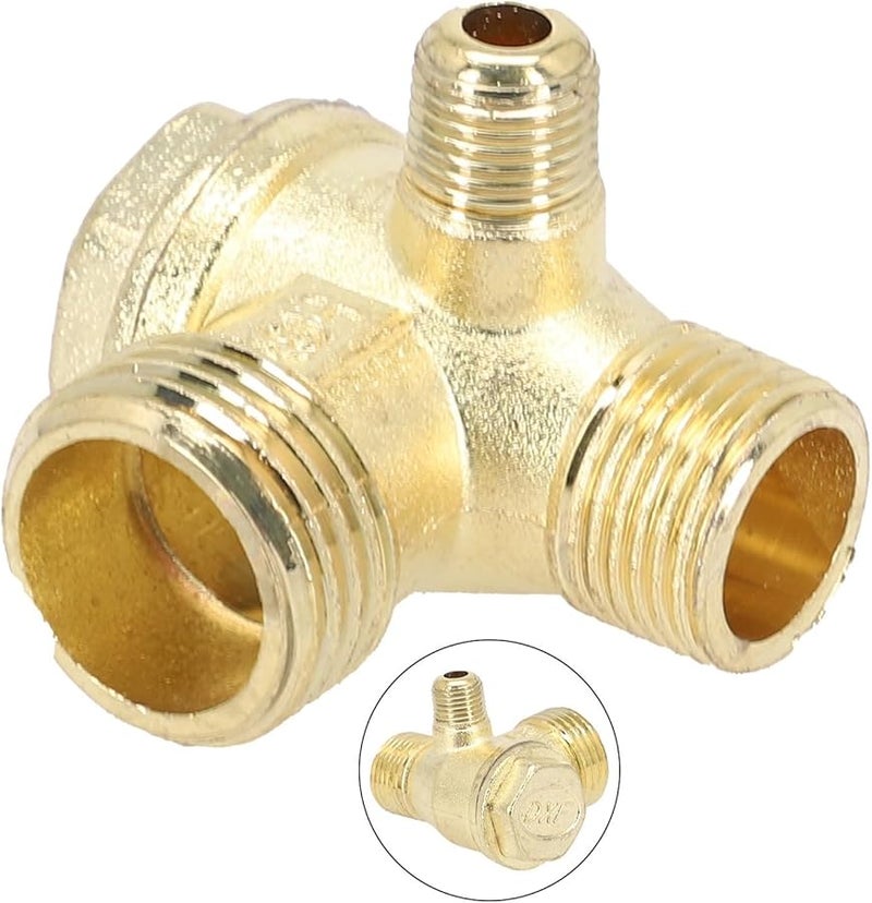 صمام فحص أحادي الاتجاه من سبائك الزنك 3 اتجاه مع وصلات ملولبة 1/2 و 3/8 لضاغط الهواء - Image 5