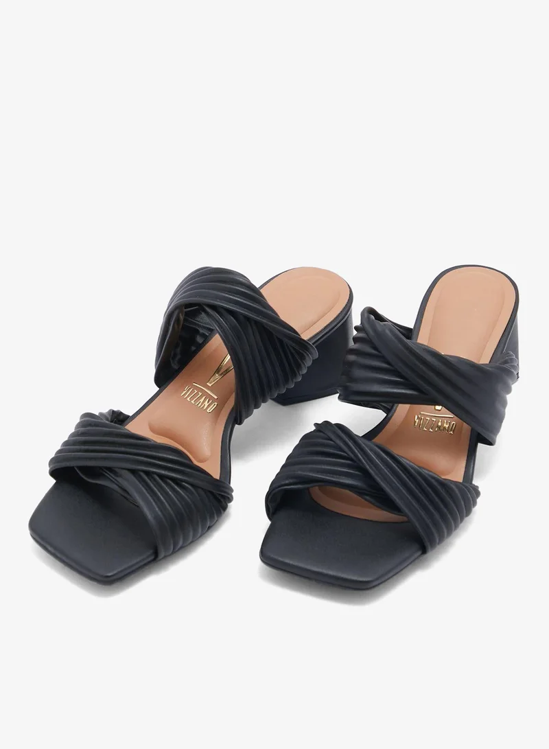VIZZANO Black Mid Heels Sandals for Women – Sling Back Heel Sandals for Girls with Ankle Strap for Women | Best Price UAE