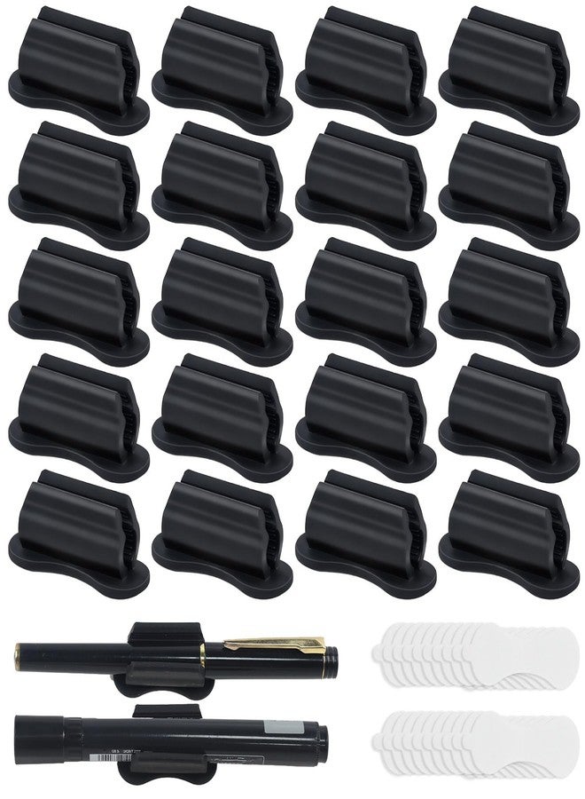 SameTech 20 Pack Adhesive Silicone Pen Holder Pencil Grips-Reusable Sticky Pencil Grips for Desk,Notebook,or Wall,Ergonomic Writing Aid for Kids&Adults,(Fits Pens,Pencils,Tools (black, 20pcs) - Image 1