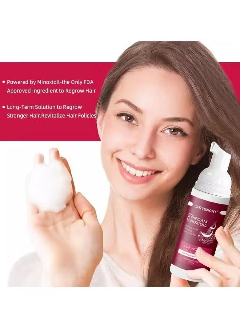 CARVENCHY Minoxidil Foam for Women Hair Growth: 5% Minoxidil as Women's Hair Loss Treatments and Hair Thickening Products, 2 Pack  - Image 2
