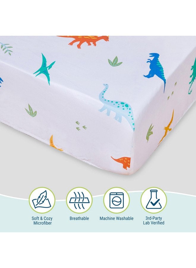 Wildkin Kids Microfiber Toddler Sheet Set for Boys and Girls, Bedding Sheet Set Includes Top Sheet, Fitted Sheet, and One Standard Pillow Case (Jurassic Dinosaurs) - Image 3