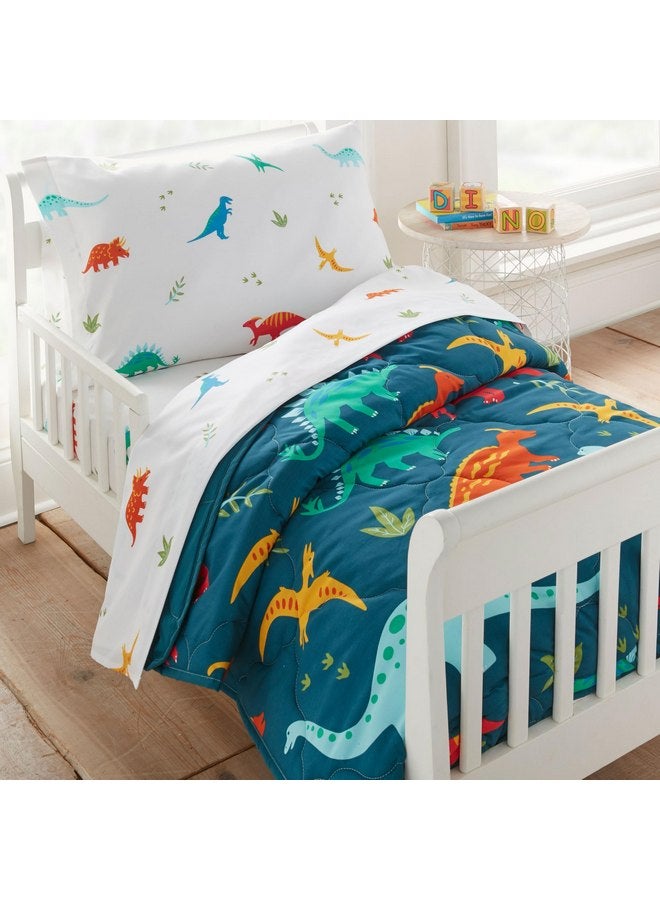 Wildkin Kids Microfiber Toddler Sheet Set for Boys and Girls, Bedding Sheet Set Includes Top Sheet, Fitted Sheet, and One Standard Pillow Case (Jurassic Dinosaurs) - Image 2