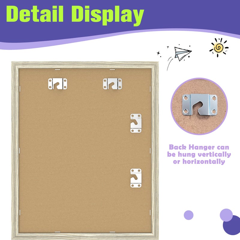 FrameWorks 2- Pack 12x18 Gray Wood Grain Wooden Children's Art Frame with Magnetic Door - Can Be Used to Display 3D Artwork, Photos, and Crafts - Gallery Style Edge Wall Decoration - Image 3