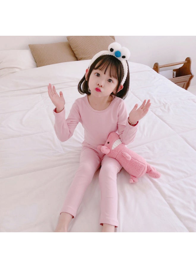 Children's Pajamas Autumn And Winter Solid Color Home Clothes Boys' Wool Pull-up Set Girls' Baby's Autumn Clothes And Pants Comfortable