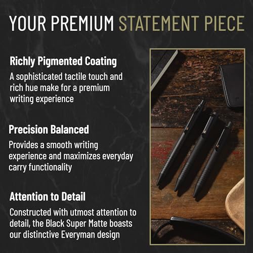 Everyman Grafton Super Matte Full Click Refillable Ballpoint Pen – Black | Durable EDC Writing Tool with Deep Grip | Smooth 0.7mm Ink Flow for Daily Use, Notes, Journaling, and Office Essentials - Image 2