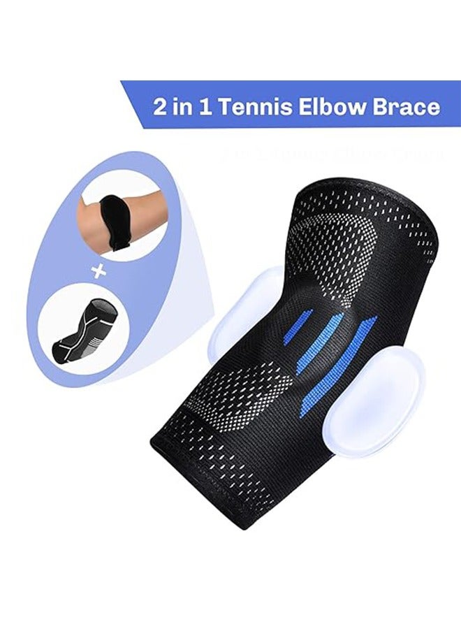 Generic Sports Knit Elbow Support, Compression Sleeve with Integrated Elbow Pads Breathable Tendonitis Elbow Support Protector For Sports Golfers Elbow Arthritis Treatment Reduces Joint Pain. Elbow Support Ar  - Image 2