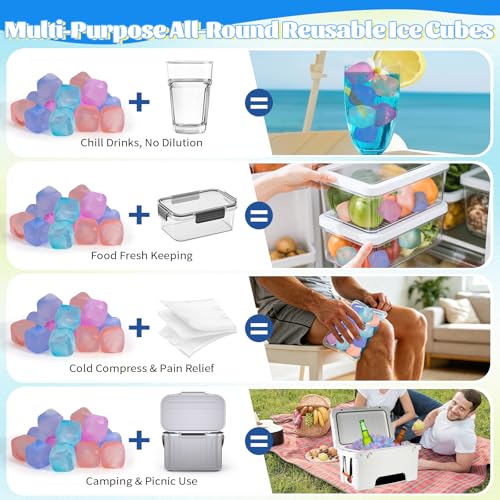 Tngan 380 Pack Color-changing Reusable Ice Cube, Plastic Ice Cubes for Drinks, Washable Refreezable BPA Free, Non-Melting Ice Cubes for Whiskey, Cocktails, Wine, Coffee (Color-changing) - Image 4