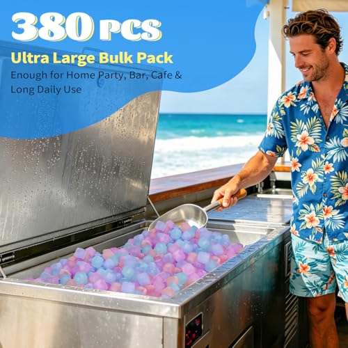Tngan 380 Pack Color-changing Reusable Ice Cube, Plastic Ice Cubes for Drinks, Washable Refreezable BPA Free, Non-Melting Ice Cubes for Whiskey, Cocktails, Wine, Coffee (Color-changing) - Image 3