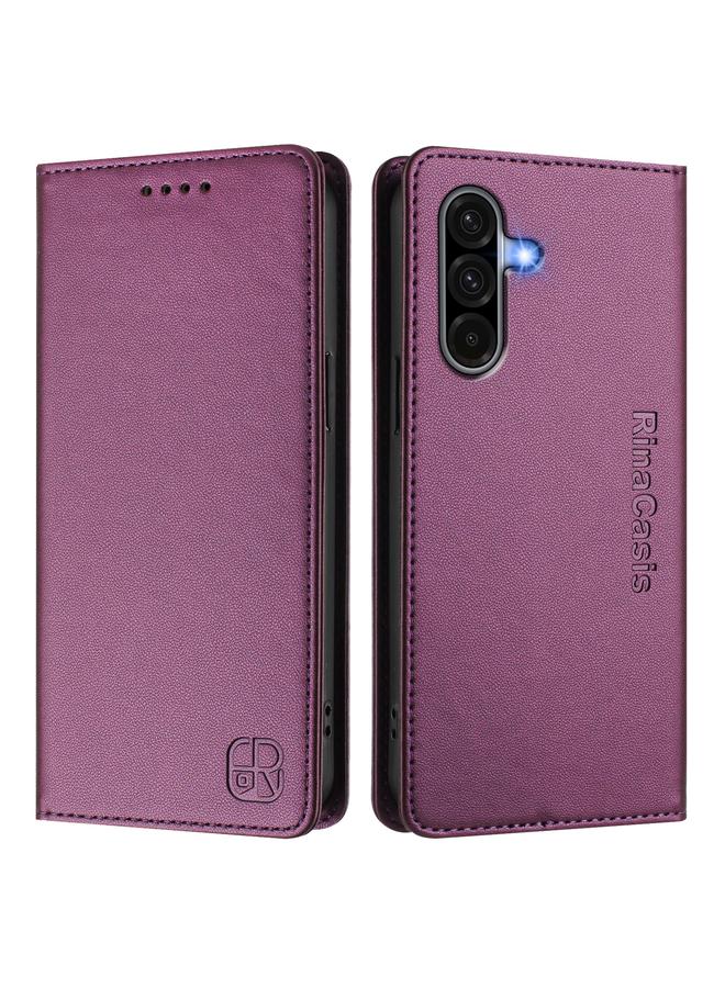 erorex Case For Samsung Galaxy A56 5G RC01 Dual-Folded Magnetic Suction RFID Leather Phone Case - Image 2