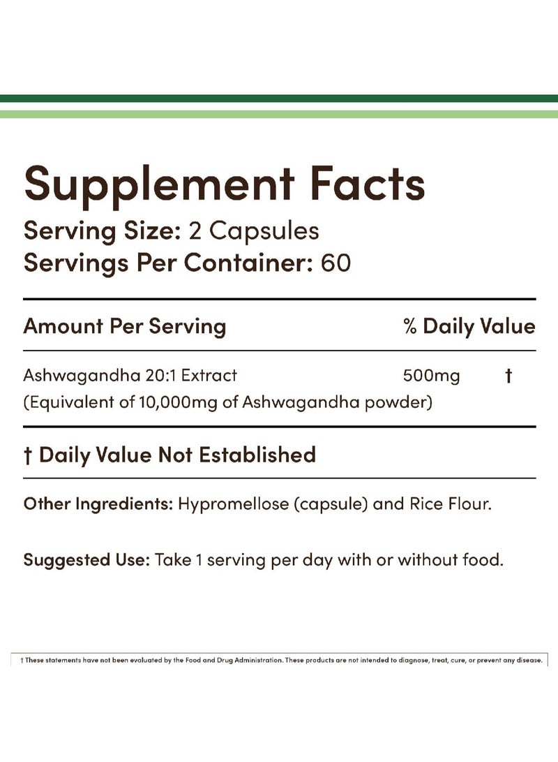 Double Wood Supplements Ashwagandha Capsules, 120 Count 500mg per serving - Image 2