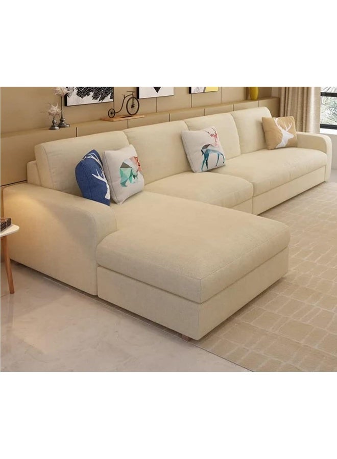 Generic Modern Nordic Luxury Office Sofa Set with Cotton Linen Fabric Sectional Couch For Living Room (Right, Beige)  - Image 3