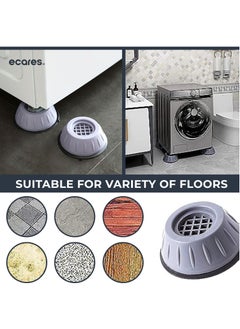 ECARES ECARES® Anti Vibration Pads, 4 Pcs, Universal Anti-Slip Design, Washing Machine Anti Vibration Pads, Washing Machine Feet, Shock Absorber Pads, Isolation Rubber Feet, Noise Reduction Pad, Gray-Black.  - Image 5