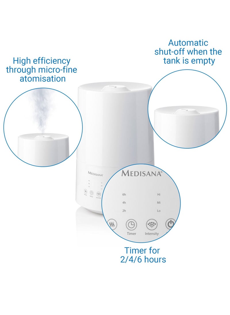Medisana - medisana AH 661 Ultrasonic Humidifier, Air Purifier for Bedroom and Living Room, Nebuliser with Aroma Compartment and Heating Function Against Dry Air, 3.5 Litres - Image 1