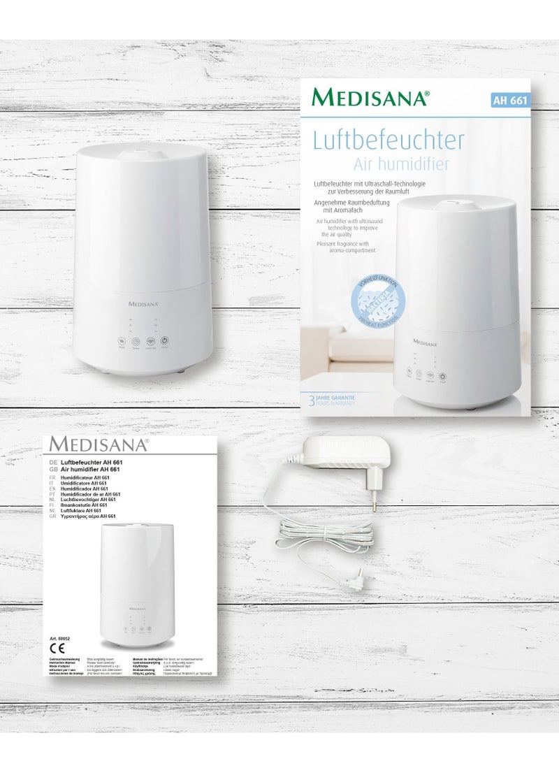 Medisana - medisana AH 661 Ultrasonic Humidifier, Air Purifier for Bedroom and Living Room, Nebuliser with Aroma Compartment and Heating Function Against Dry Air, 3.5 Litres - Image 1