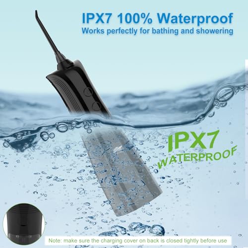 BESTOPE Water Flosser for Teeth | Cordless & Rechargeable Oral Irrigator | 300ml Tank | 5 Modes Pressure Control | IPX7 Waterproof | 5 Nozzle Tips | For Braces, Gum Care & Deep Teeth Cleaning (Black) - Image 3