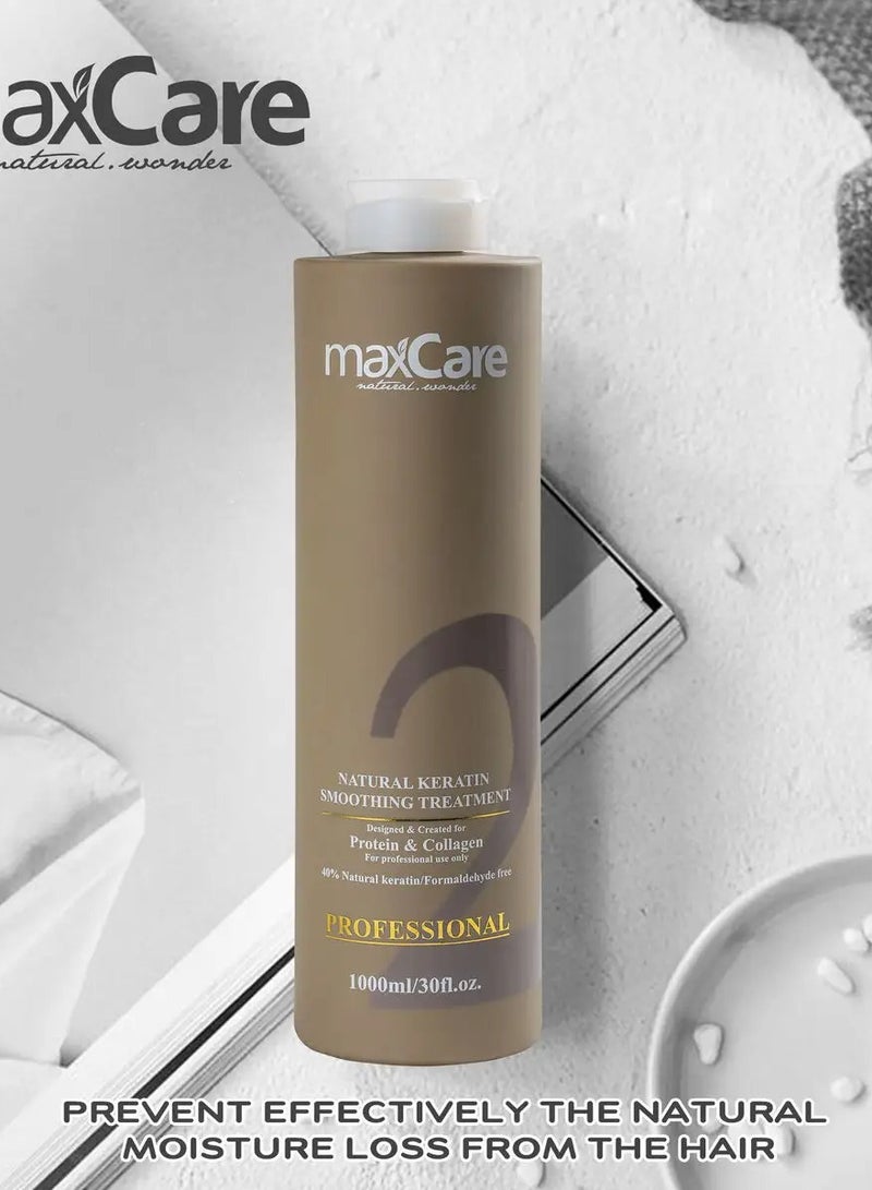 Maxcare Natural Keratin Smoothing Treatment Step 2 – 1000ml Professional Anti-Frizz Hair Solution - Image 2