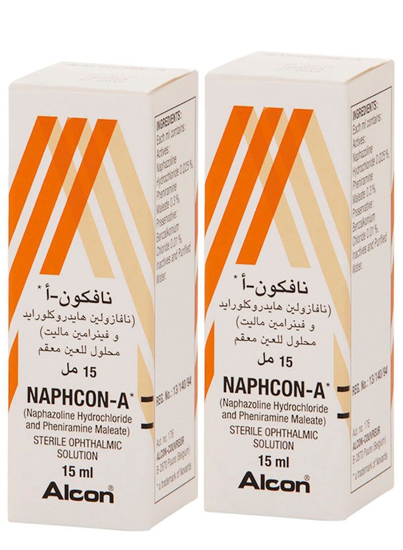 Alcon Pack Of 2 Naphcon A Eye Drops 15 Ml - Image 1