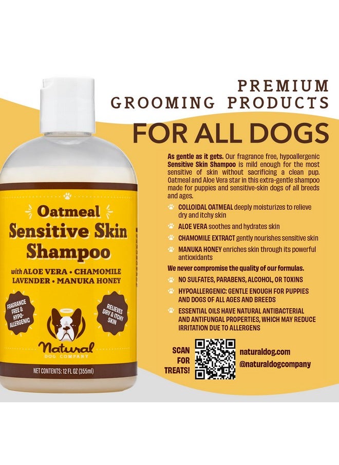  شركة Natural Dog - شامبو الشوفان للكلاب ذات البشرة الحساسة، شامبو مثالي مضاد للحكة للكلاب وشامبو للجراء، شامبو الشوفان لتخفيف الحكة وقشرة الرأس للكلاب، شامبو الصبار لتخفيف حكة الجلد للكلاب 12 أونصة - Image 1