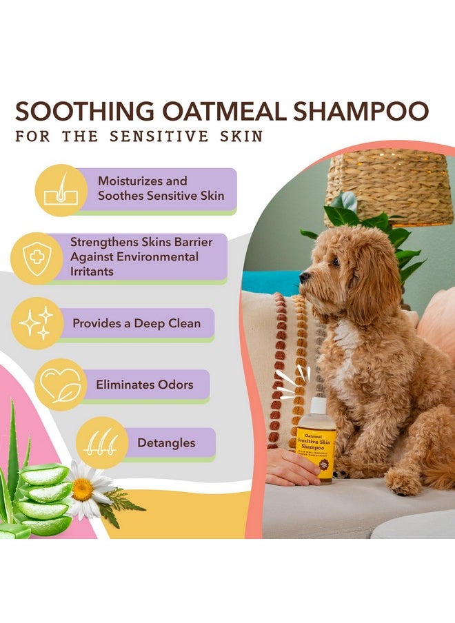  شركة Natural Dog - شامبو الشوفان للكلاب ذات البشرة الحساسة، شامبو مثالي مضاد للحكة للكلاب وشامبو للجراء، شامبو الشوفان لتخفيف الحكة وقشرة الرأس للكلاب، شامبو الصبار لتخفيف حكة الجلد للكلاب 12 أونصة - Image 1