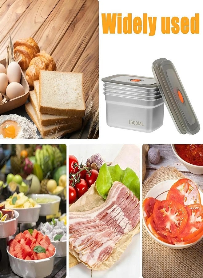 Hidak Food Storage Containers with Airtight Lids Stainless Steel Lunch Box Container Kitchen Storage Set Draining Crisper Food Box 1500ml - Image 4