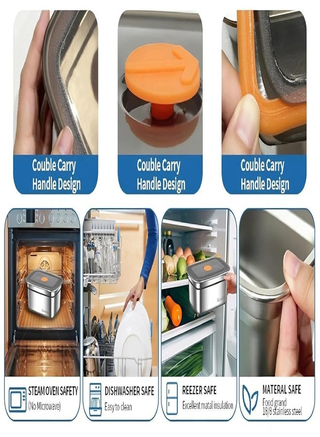 Hidak Food Storage Containers with Airtight Lids Stainless Steel Lunch Box Container Kitchen Storage Set Draining Crisper Food Box 1500ml - Image 5
