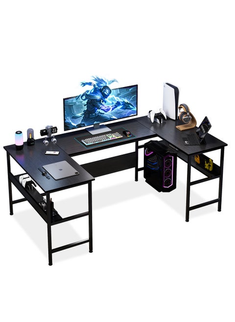 U shaped desk,computer desk with bookshelf layer,large desktop office desk gaming table180*100*75cm
