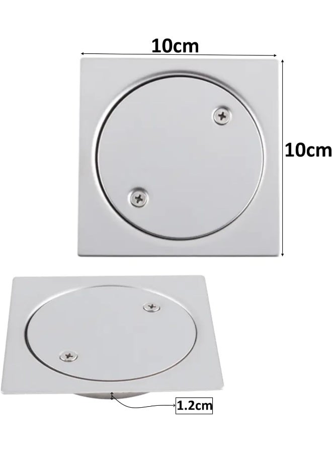 Biella 10x10cm Stainless Steel Floor Drain Trap – Grade 304 Mirror Finish, Rust-Proof, Anti-Odor Clean Out for Bathroom, Kitchen, Balcony & Laundry Use - Image 2
