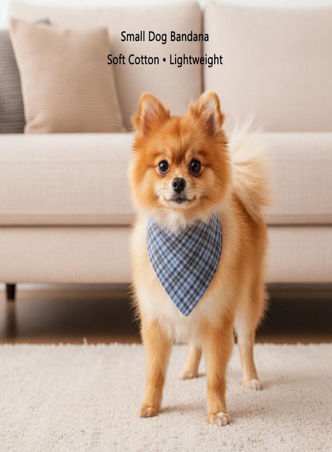 JURUAA Small Dog Bandana,Soft Cotton Pet Triangle Scarf for Small Dogs & Cats,Lightweight Tie-On,Pet Photo Prop,Cute Holiday Dog Bandana 2 Pack (Bule) - Image 2