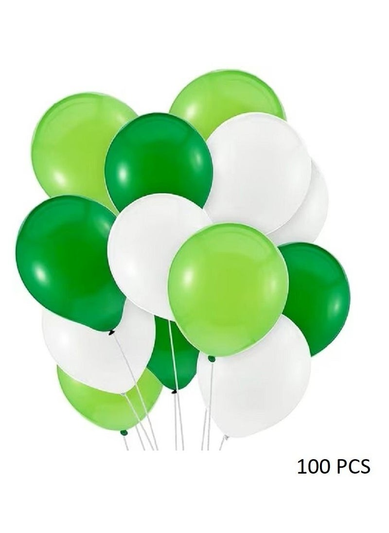 Boxwoods 100 PCS Of Green And White Latex Balloons  - Image 1