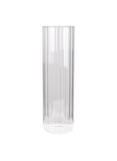 Gulf Flowers Gulf Flowers Transparent Glass Vase Cylinder Shape with Ribbed Texture – Tall Glass Flower Vase D12cm x H40cm for Home Decor, Event Styling, Wedding Centerpiece & Elegant Floral Arrangements 