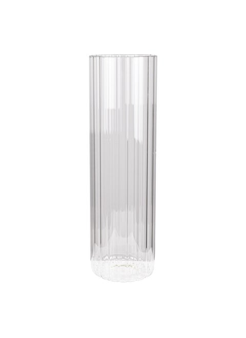 Gulf Flowers Transparent Glass Vase Cylinder Shape with Ribbed Texture – Tall Glass Flower Vase D12cm x H40cm for Home Decor, Event Styling, Wedding Centerpiece & Elegant Floral Arrangements