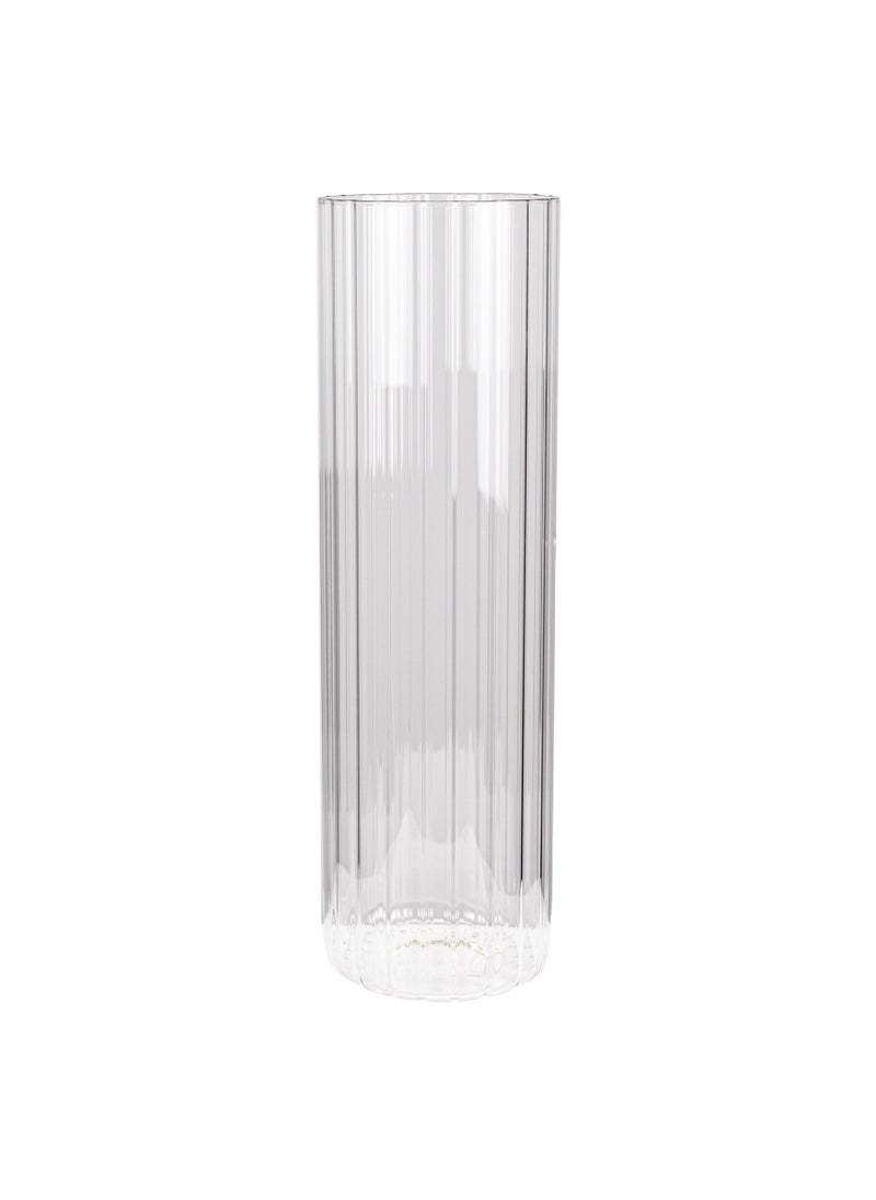 Gulf Flowers Gulf Flowers Transparent Glass Vase Cylinder Shape with Ribbed Texture – Tall Glass Flower Vase D12cm x H40cm for Home Decor, Event Styling, Wedding Centerpiece & Elegant Floral Arrangements 