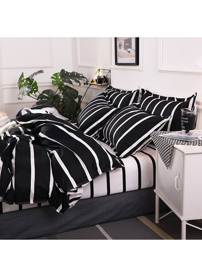 LEXIN 4-Piece Premium Quality Long Lasting Super Soft Light Weight Queen Size Bedding Set Cotton Black/White 