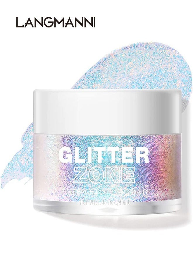 LANGMANNI - Holographic Body Glitter Gel - Cosmetic-Grade, Color Changing Glitter for Face, Body, and Hair, Safe and Easy to Use, Perfect for Festivals Parties, Vegan & Cruelty Free (Golden Mirage) - Image 1
