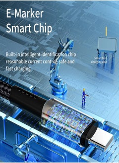 ESSAGER High quality braided cable C To C ,1 meter long, supports fast charging up to 100 watts, Blue  - Image 4