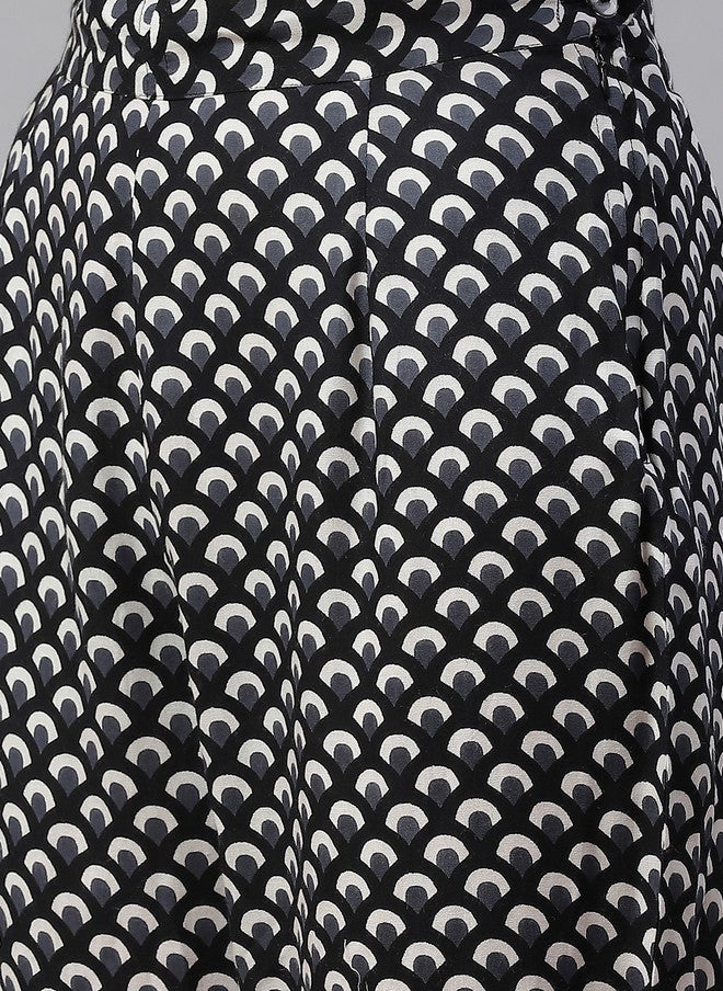 Indibelle Women Black Printed Pure Cotton Kurta with Trousers & Dupatta - Image 3