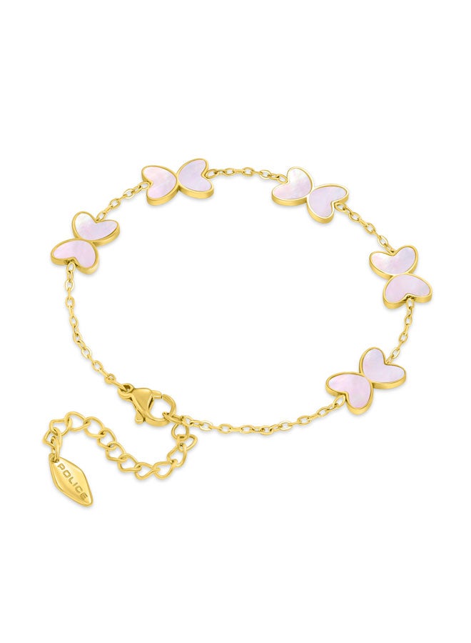 بوليس سوار نسائي بتعليقات فراشة ذهبية وردية - Image 3