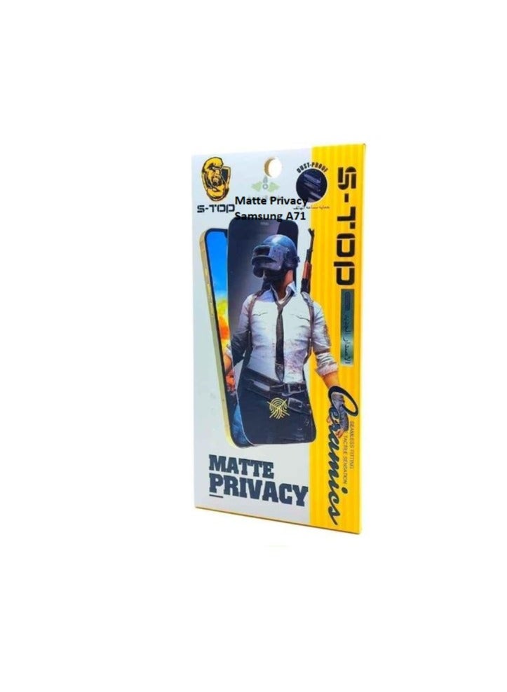 اس-توب شاشة حماية سيراميك ضد بصمات الأصابع تدعم الخصوصية لهاتف سامسونج جالكسي A71 باللون الأسود