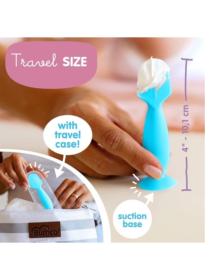 Baby Bum Brush Bumco Diaper Cream Brush - Mini Baby Bum Brush with Travel Case, Baby Butt Paste Diaper Cream Spatula, Butt Paste Spatula for Baby Butt Cream, Mini Diaper Cream Applicator, Butt Spatula Baby, Blue - Image 3