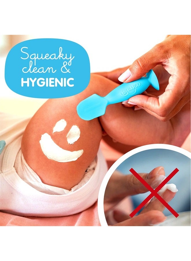 Baby Bum Brush Bumco Diaper Cream Brush - Mini Baby Bum Brush with Travel Case, Baby Butt Paste Diaper Cream Spatula, Butt Paste Spatula for Baby Butt Cream, Mini Diaper Cream Applicator, Butt Spatula Baby, Blue - Image 2