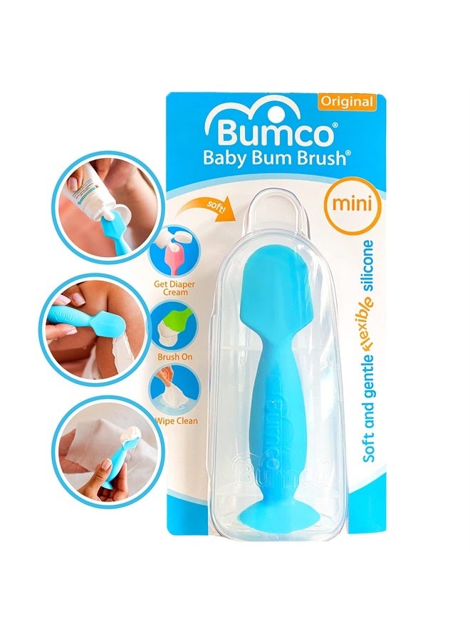 Baby Bum Brush Bumco Diaper Cream Brush - Mini Baby Bum Brush with Travel Case, Baby Butt Paste Diaper Cream Spatula, Butt Paste Spatula for Baby Butt Cream, Mini Diaper Cream Applicator, Butt Spatula Baby, Blue - Image 1