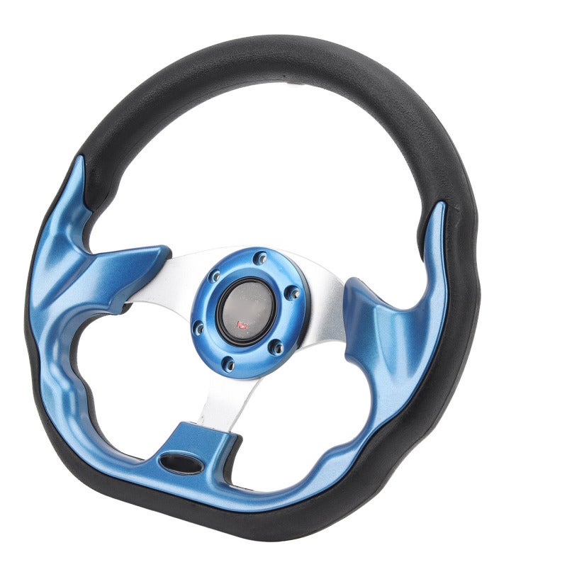 MOMO Golf Cart Steering Wheel 12.5 Inch PU Leather Blue - Racing Style Ergonomic Design Universal Steering Wheel for E-Z-GO Club Car Golf Carts - Image 2