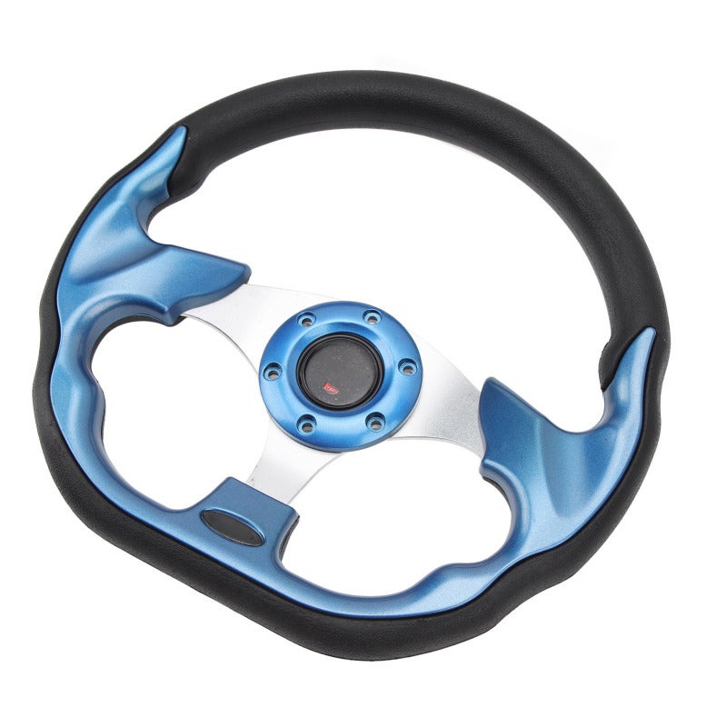 MOMO Golf Cart Steering Wheel 12.5 Inch PU Leather Blue - Racing Style Ergonomic Design Universal Steering Wheel for E-Z-GO Club Car Golf Carts - Image 4