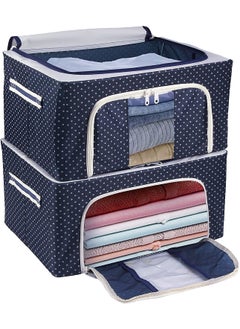 AVZEEGO AVZEEGO Clothes Storage Box Foldable Steel Frame Clothes Organizer Storage Box for Wardrobe Saree Shirts and Blankets 24 LTR PACK OF 2Oxford fabric  - Image 1
