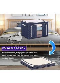 AVZEEGO AVZEEGO Clothes Storage Box Foldable Steel Frame Clothes Organizer Storage Box for Wardrobe Saree Shirts and Blankets 24 LTR PACK OF 2Oxford fabric  - Image 3
