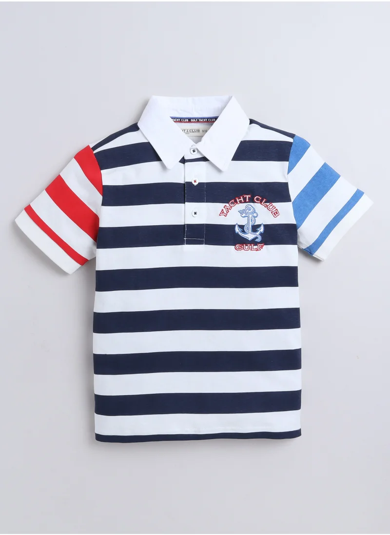 victor and jane Victor & Jane Striped Polo T-Shirt, Comfortable Cotton Casual Wear for Boys