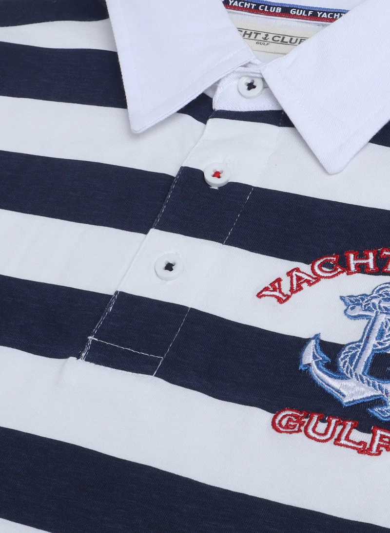 victor and jane Victor & Jane Striped Polo T-Shirt, Comfortable Cotton Casual Wear for Boys