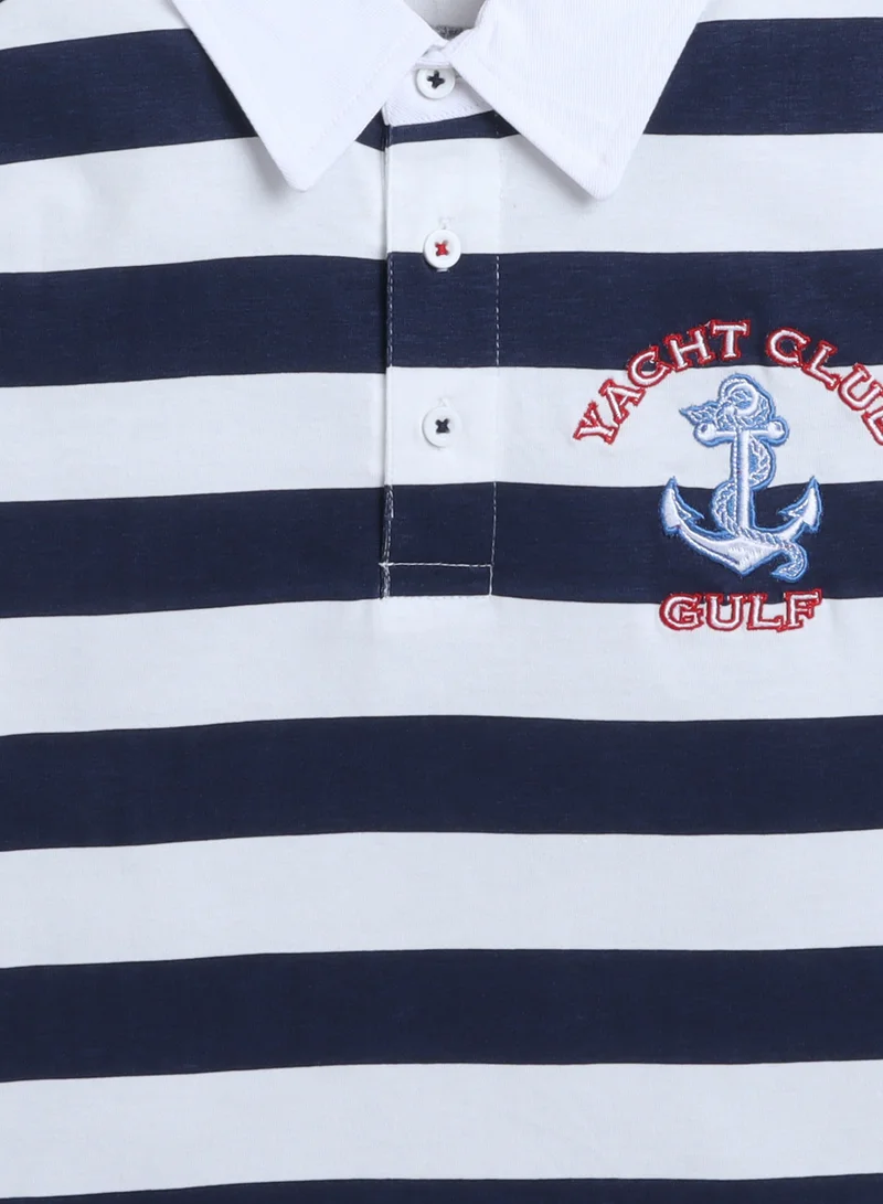 victor and jane Victor & Jane Striped Polo T-Shirt, Comfortable Cotton Casual Wear for Boys